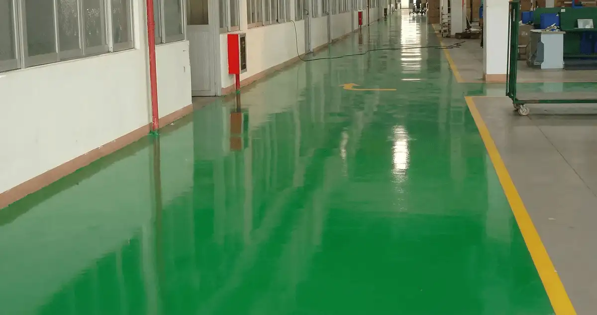 A factory floor professionally covered and marked with epoxy flooring in Seattle, WA