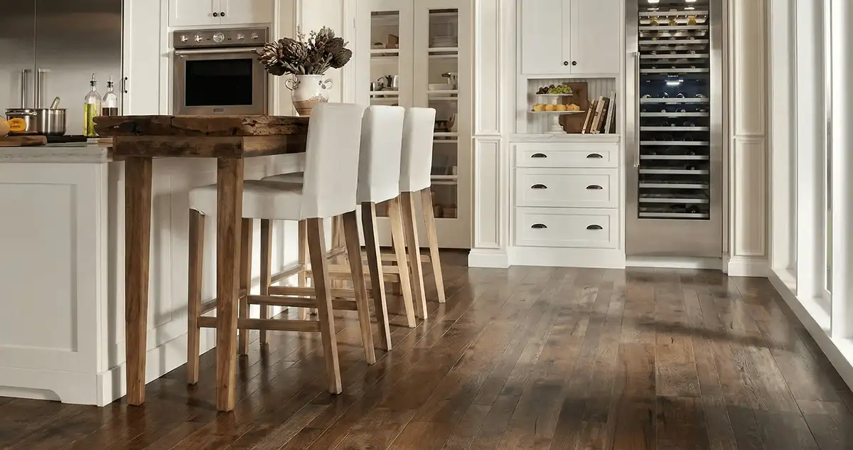 Professionally installed and refinished hardwood flooring in a residential home, showcasing smooth finish and natural wood tones in Seattle, WA